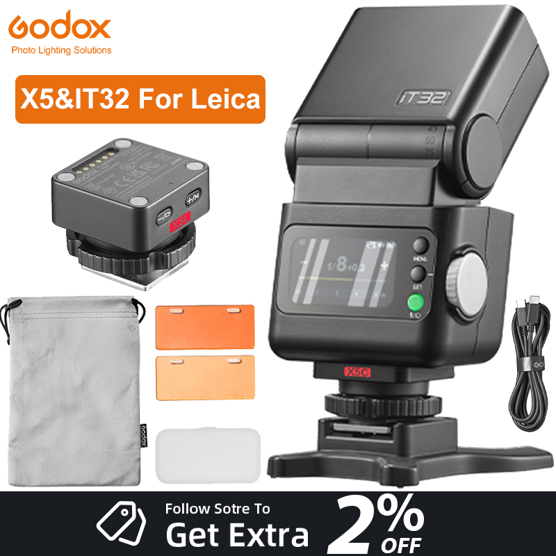 Godox Speedlite Flash - Godox IFlash IT32フラッシュライト（ガラスフィルムX5付き）TTLワイヤレス磁気フラッシュトリガーHSS回転ヘッドスピードライト（C/N/S/F/O/L用）