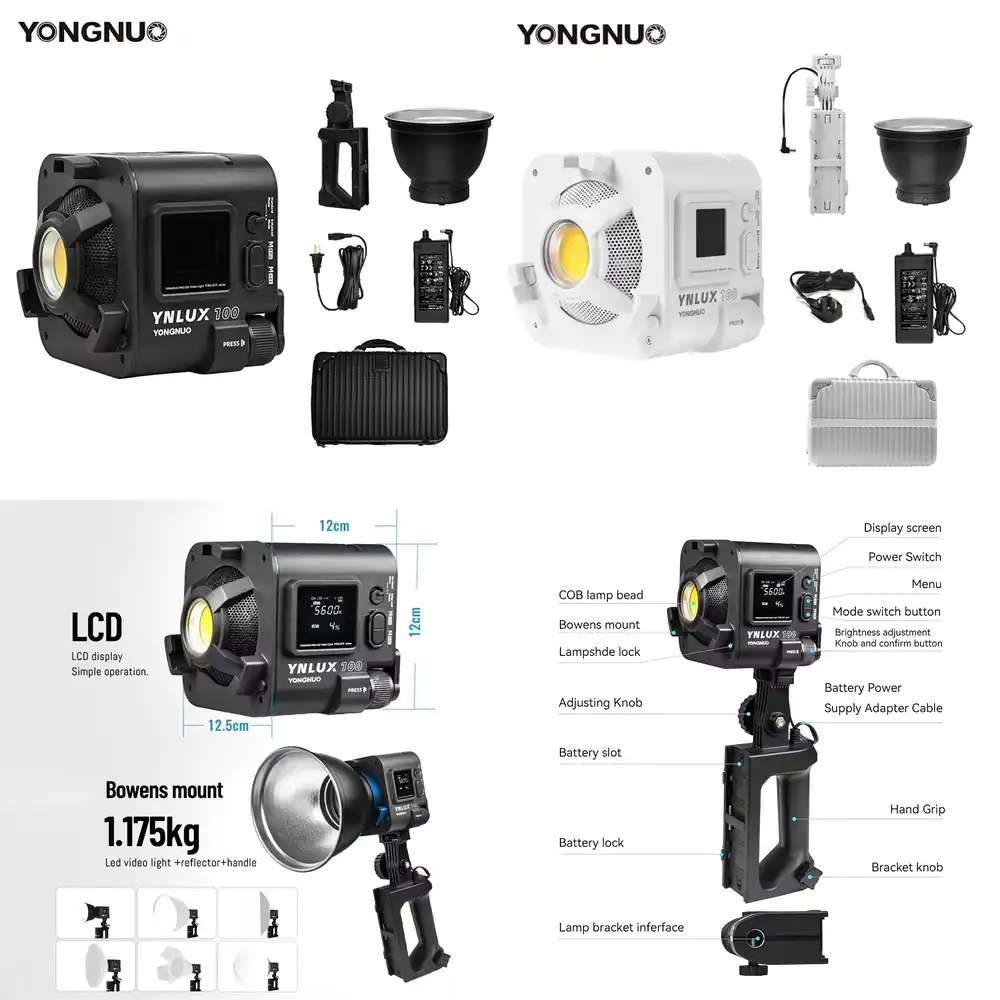 Photography Lighting Studio - YONGNUO YNLUX100 100W 3200K-5600K コンパクトハンドヘルドLEDビデオCOB撮影用フィルライト（写真スタジオ用）
