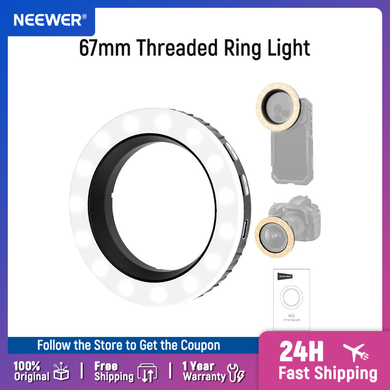 Photography Lighting Case - NEEWER Basics 67mmネジ式リングライト（67mmスマホマウント/ケース/レンズ用）充電式バイカラーLEDセルフィー写真撮影用フィルライト