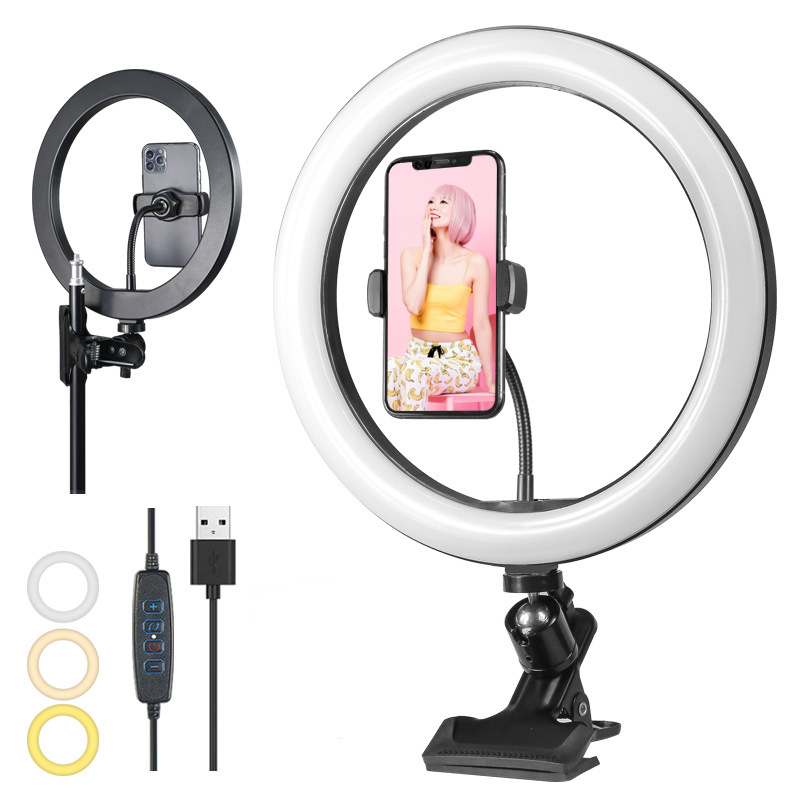 Photography Lighting Studio - 調光可能なLEDリングライト、電話用USB自撮りランプ、ライブストリーミング、スタジオビデオ写真、プロ仕様の照明、26cm