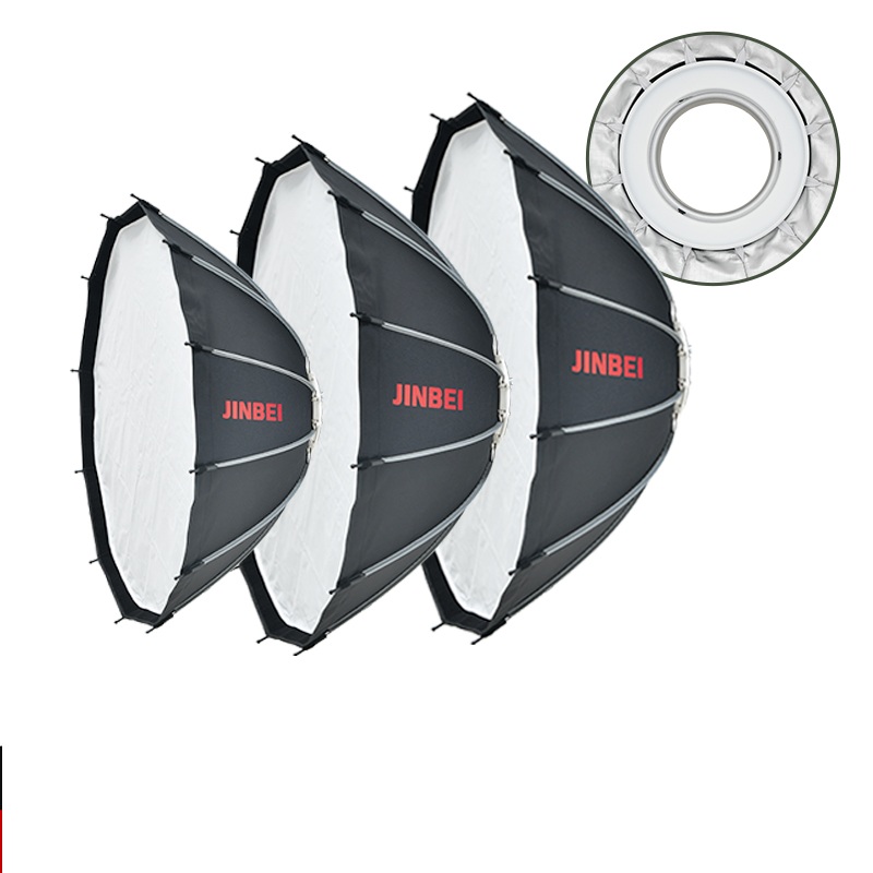 Photography Lighting Studio - JINBEI 65 クイックオープンパラボリックプライオソフトボックス ボーエンズマウント写真スタジオスピードライトライトキット（バッグ、ディフューザー、グリッド付き）