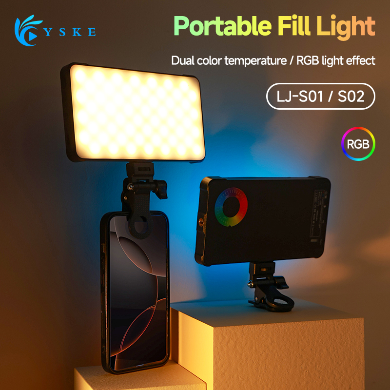 Photography Lightning - RGB LEDビデオライト、ストレートポケット撮影用照明クリップ（スマホ、iPhone、iPad、ノートパソコン、カメラ対応） - Vlog、ライブ配信用