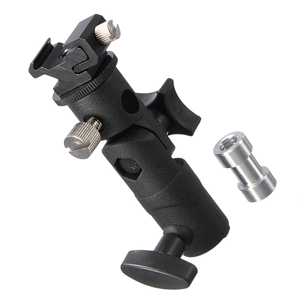 Photography Lighting Position - 水平・垂直方向への調整が可能な、頑丈な金属製ライトスタンドアダプター。写真撮影用フラッシュライトに取り付け可能。