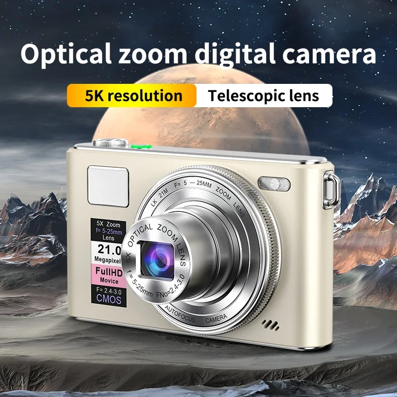 Photography Using Lighting - 5K 64MP HDデジタルカメラ 5倍光学ズーム望遠レンズ CMOS手ぶれ補正CCDカメラ フラッシュライト付き