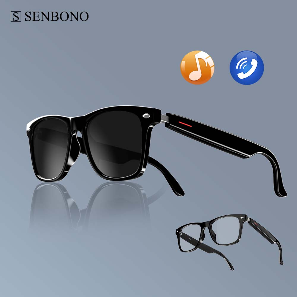 Photography Lighting Devices - SENBONO E13 スマートグラス:ブルーライトフィルター偏光サングラスレンズオーディオ内蔵マイク&スピーカータッチ&音声アシスタント