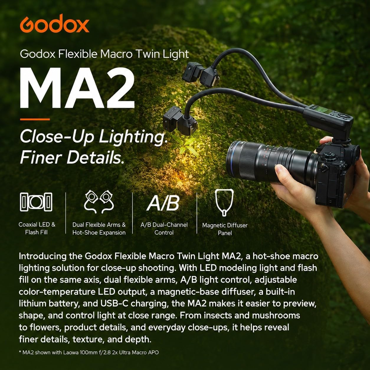 Godox MA2 フレキシブル マクロ ツインライト 28 - Godox Speedlite Flash のレビューと価格