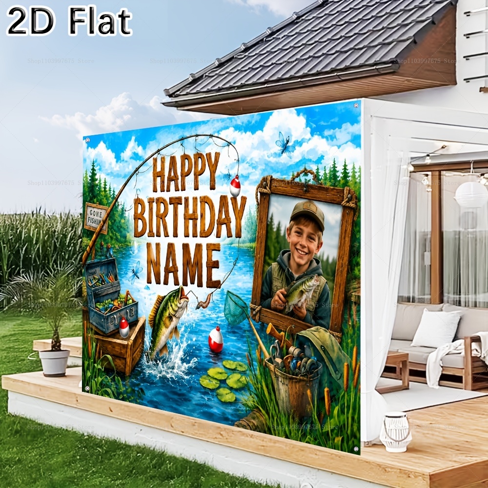 カスタム名写真釣りをテーマにした背景幕子供の誕生日「ゴーンフ - Photography Lighting Backdrop のレビューと価格