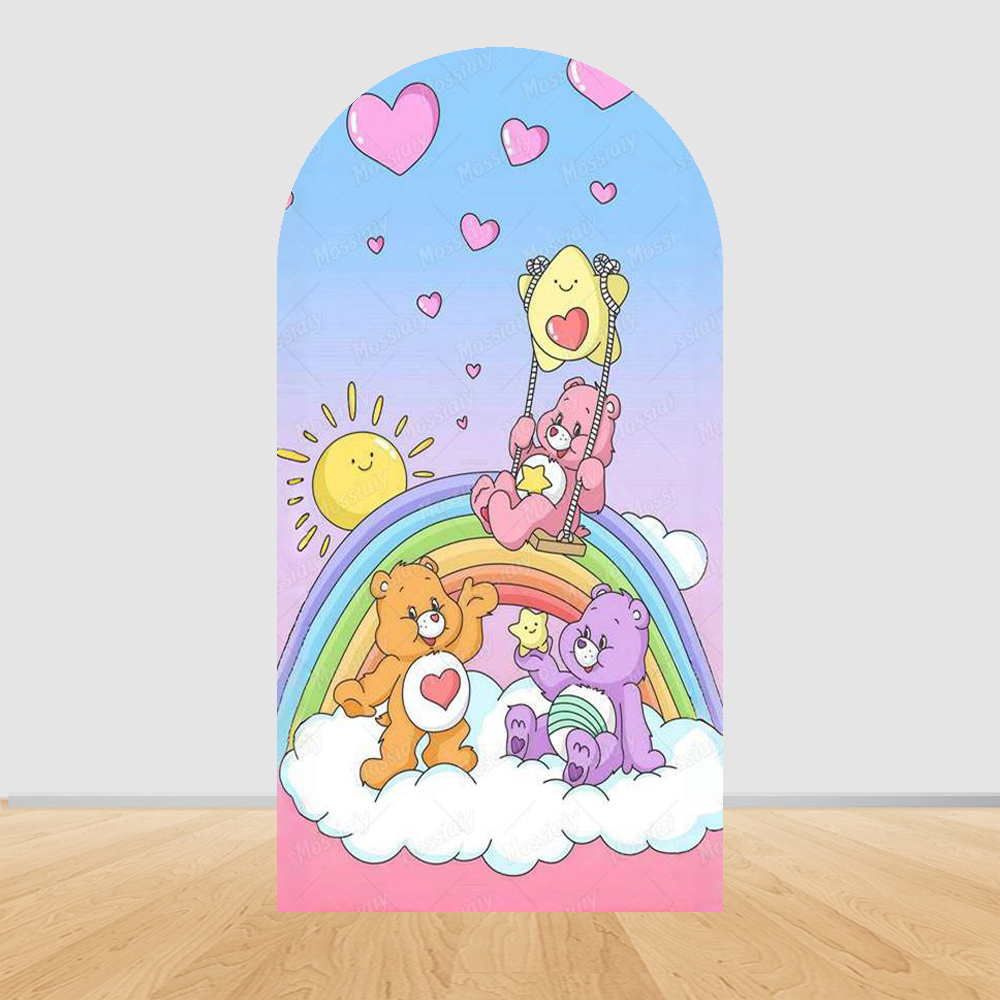 かわいいレインボーベアアーチ背景カバー 女の子の誕生日パーテ - Photography Lighting Backdrop のレビューと価格