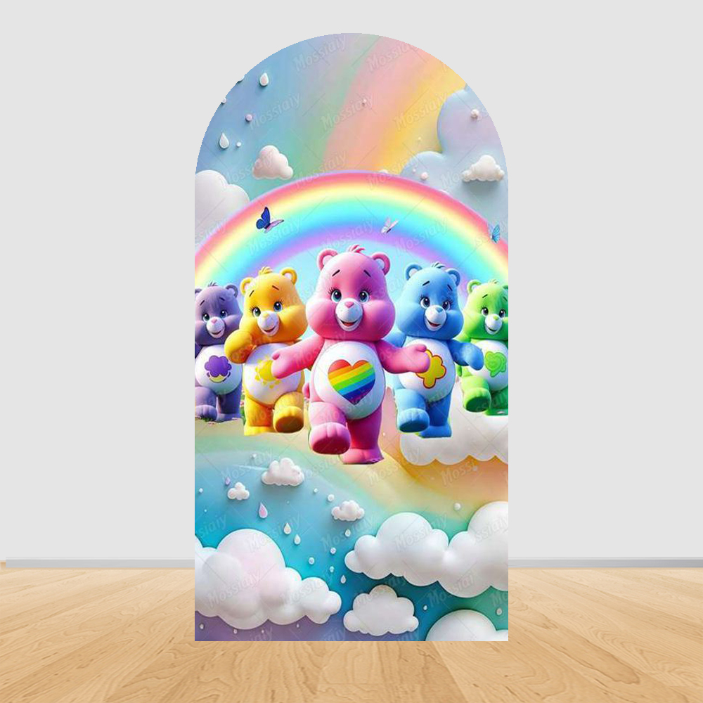 かわいいレインボーベアアーチ背景カバー 女の子の誕生日パーテ - Photography Lighting Backdrop のレビューと価格